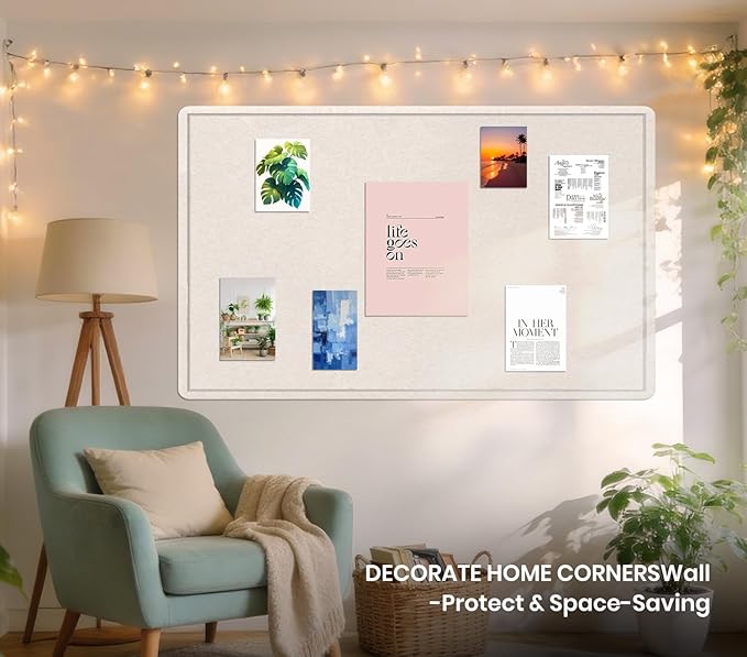 Extra Large Bulletin Board, 95 X 47 inches Cork Board with 30 Pushpin, 8' x 4' Felt Cork Board Notice Pin Board, Self-Adhesive Vision Board Mood Board Foldable Photo Board for Wall - Oatmeal