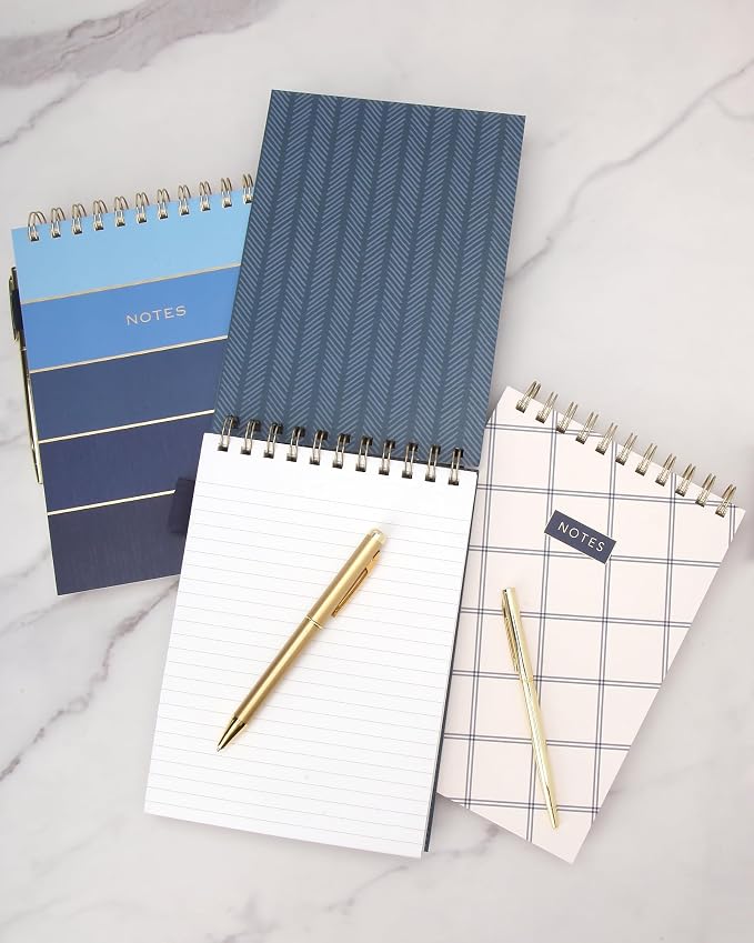 Eccolo Steno Notebook 120 Sheets Top Spiral Notebook with Gold Pen 6x8