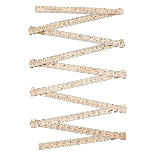 Jeemiter Heavy-Duty Wood Folding Rule, 6.5FT/2M Hardwood Carpenter Ruler with Brass Hinges | Anti-Warp Yard Stick with Inch & Metric Scales