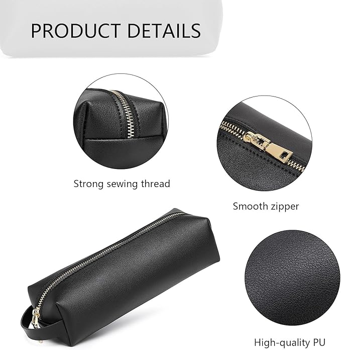 Pencil Case Soft School Pencil Pouch Bag for Easy Carry Stylish and Durable (Beige,Faux leather)