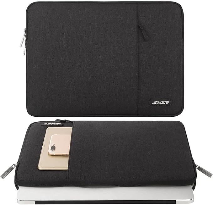 MOSISO Laptop Case 16 inch, 15-15.6 inch Laptop Sleeve Compatible with MacBook Pro 16 M5 M4 M3 M2 M1, HP Acer Dell Lenovo ASUS, Polyester Vertical Computer Sleeve Bag with Pocket, Black