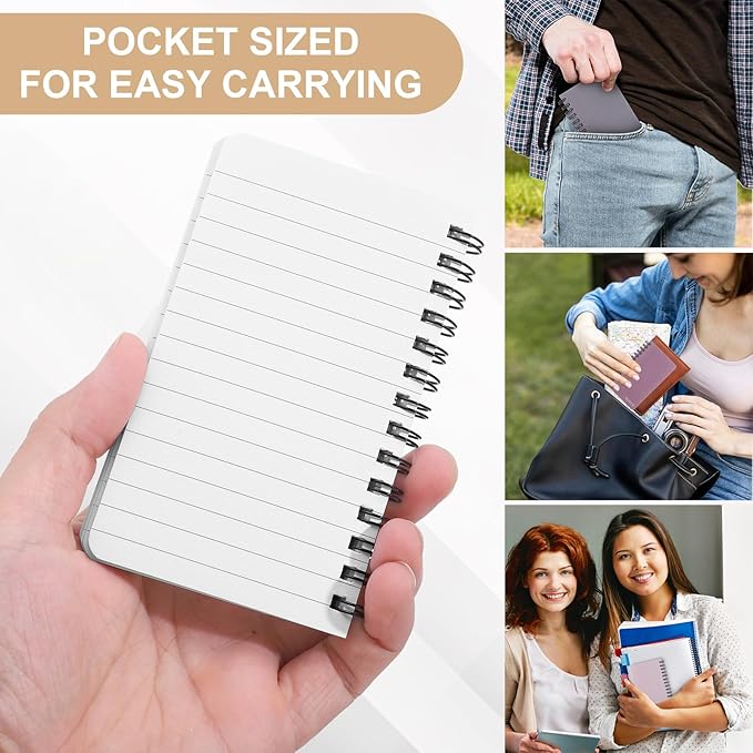 Thboxes 8 Pack Pocket Notebook, 3x5 Small Spiral Notebooks with 60 Sheets/120 Lined Pages Small Notebook Spiral Notepads Mini Note Pads Notebooks for School Office