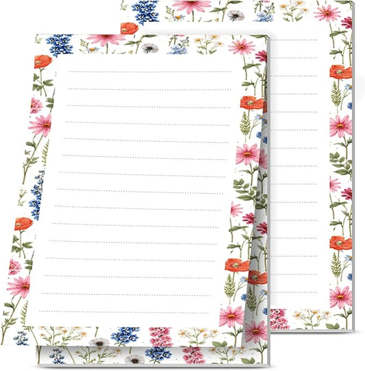 Lined Sticky Notes 4x6 in, 2 Pack Large Cute Notepads with Lines, Bright Post Memo Note Pads Big Rectangular Sticky Notes for Office Watercolor Boho Flower