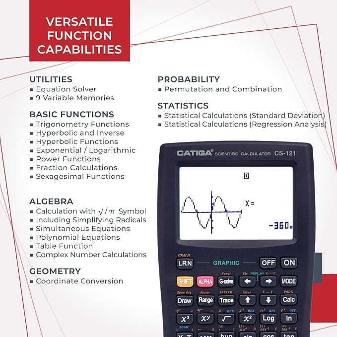 CATIGA Scientific Calculators with Graphic Functions, Graphing Calculators with Multiple Modes, Scientific Calculators for Students, High School or College Courses, Calculadora Cientifica, CS-121