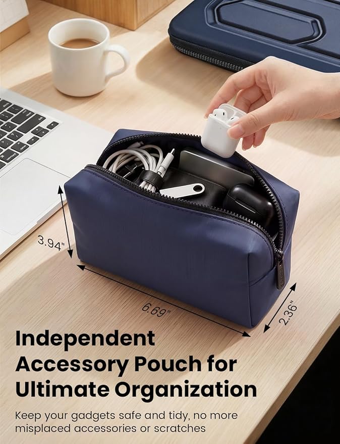 DOMISO Laptop Hard Case 17-17.3 inch Waterproof Shockproof Hard Shell Sleeve with Handle & Storage Pocket, Compatible with MacBook, HP, Dell, Dark Blue