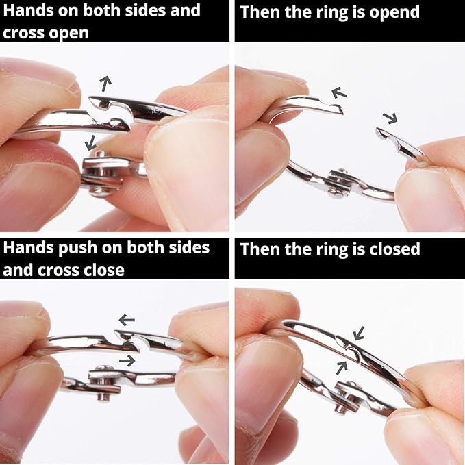 Mr. Pen- Loose Leaf Binder Book Rings, 5 Assorted Sizes (0.6", 1", 1.2", 1.5",2"), 36 Pack, Metal Binder Rings for Index Cards, Keychains, School, Home, Office, Silver