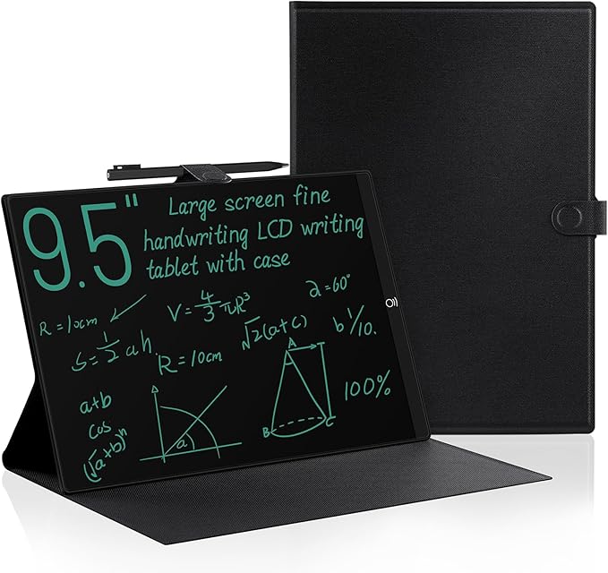LCD Writing Tablet for Adults: 9.5 Inch with Leather Case Reusable Portable Use for Office Study Teaching