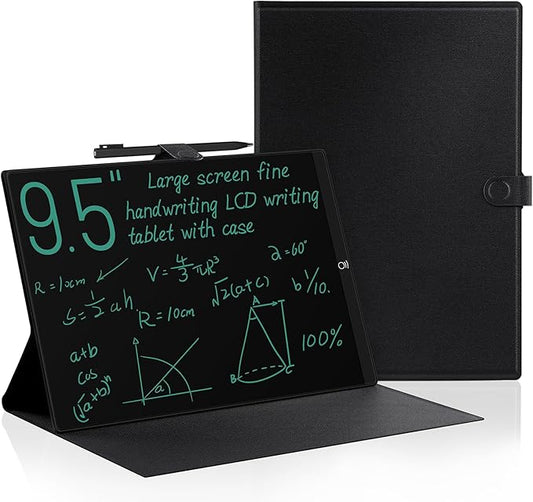 LCD Writing Tablet for Adults: 9.5 Inch with Leather Case Reusable Portable Use for Office Study Teaching