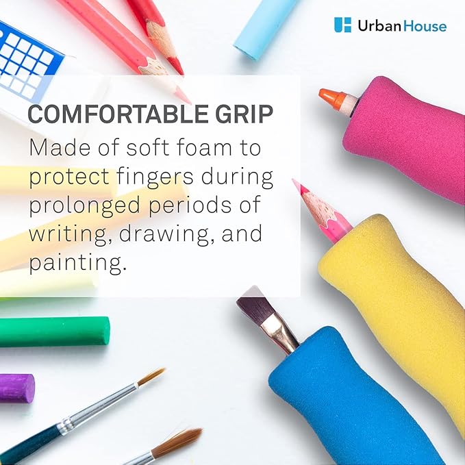 Soft Foam Pencil Grip for Kids and Adults, Open Slip Easy Insert Pen Paint Brush Holder for Right-Handed and Left-Handed Use