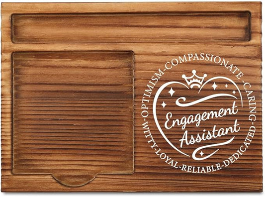 THRXOBN Wooden Sticky Note Holder - Elegant Desk Organizer for Engagement Assistants & Event Planners - Natural Wood with Slots for Notes, Pens, and Small Office Accessories – Office Storage,WSH3
