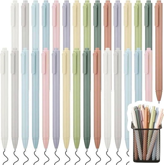 Kisston 30 Pcs Bible Aesthetic Quick Dry Ink Pens Retractable Ballpoint Fine Point Pens Smooth Writing Black Ink 0.5 mm Gel for School Office Home, 10 Colors(Morandi Colors)