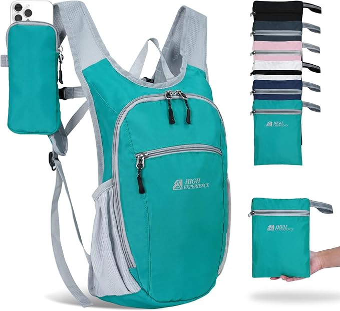 Small Hiking Backpack Packable Lightweight for Women Men | 10L/15L, Hiking Daypack, Foldable, Water Resistan, Ultralight, with Phone Pocket, Travel, Outdoor, Walking