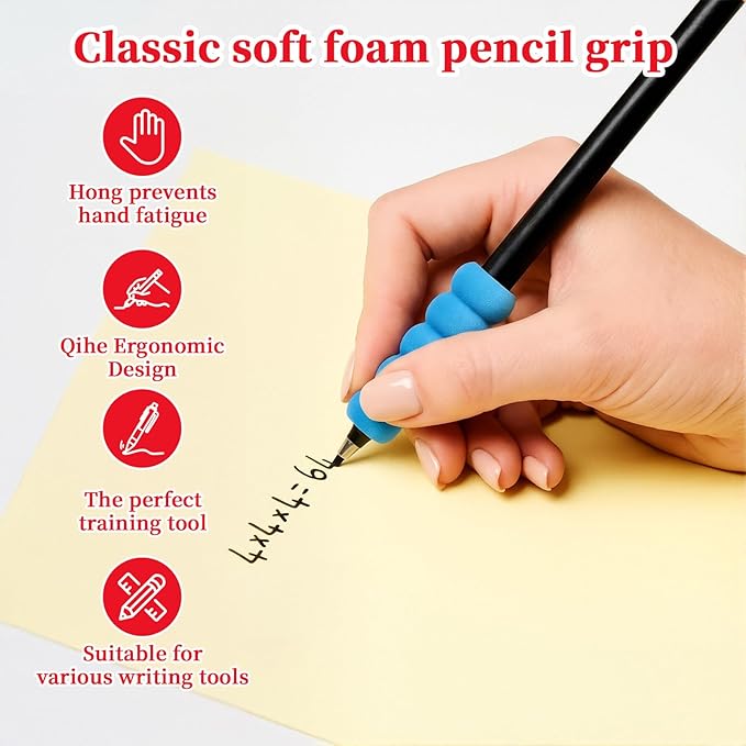 14-Pack Pencil Grips for Kids Handwriting - 7-Colored Foam Grip Tubing - 1.5 Inch Long Handwriting Pencil Holder - Ergonomic Writing Aid For Lefties And Righties - for Children,Kids and Adults