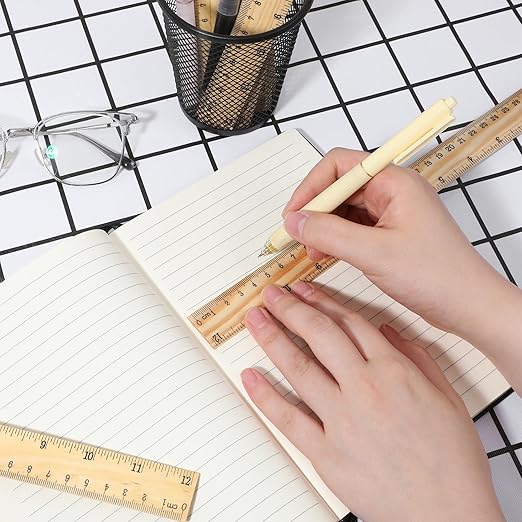 12 PCS Wooden Ruler, 12 Inch Rulers Bulk Wood Mearsuring Ruler 2 Scale Wood Rulers with Cnetimeter and Inches for Office School Home DIY Crafts Projects Supplies