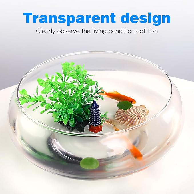 Milisten Flower Vase Bowl, Wide Mouth Round Vase, Succulent Planter, Hydroponic Planter, Floral Container, Globe Fish Bowl Table Centerpiece, Plastic
