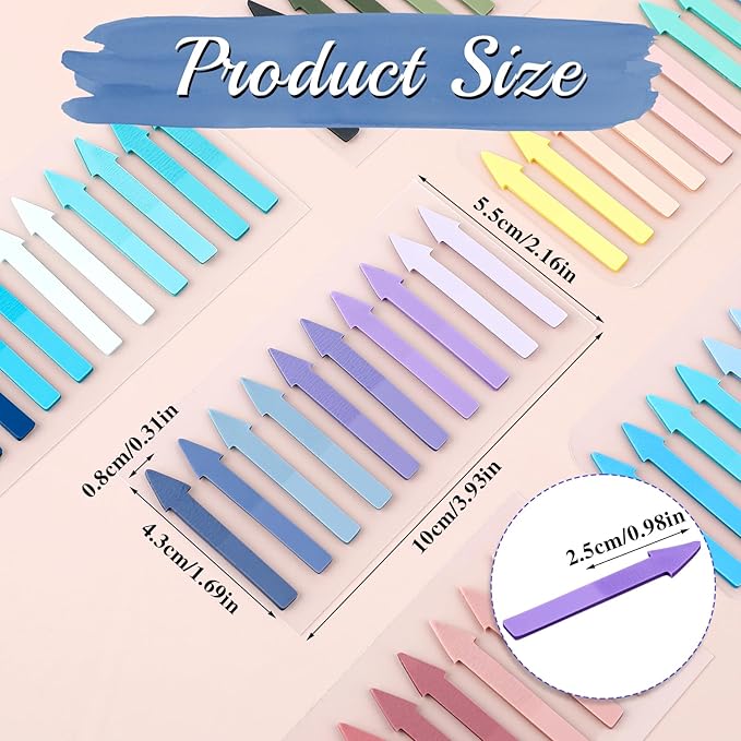 1200 Pack Arrow Sticky Notes Colored Sticky Tabs Transparent Arrow Flags Page Markers Tabs Translucent Page Markers Index Tab for Office School Annotating Books Notebooks