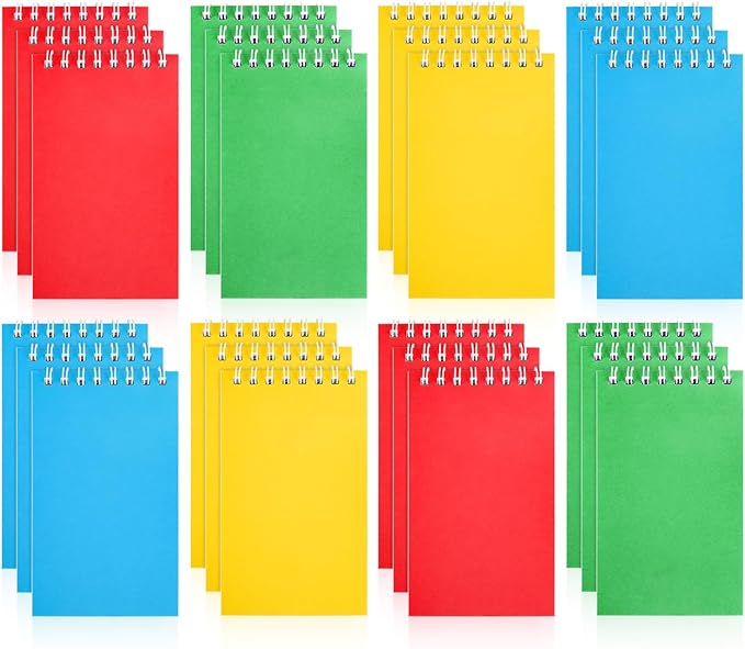 Hooqict 24 Pack Pocket Notebook Small Spiral Notepad Pocket Notepads Mini Journal Notebooks Colorful Memo Pads for Kids, Nurse, Student, Office, Back to School Supplies, 3.9 x 2.4 Inch