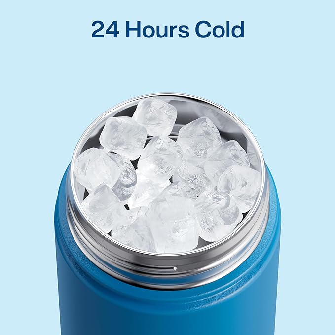 ENCOOL Insulated Water Bottle with Straw Stainless Steel Water Bottle, Leak-Proof, BPA-Free, Double Wall Vacuum Keeps Cold for 24 Hours for Sports, Travel, School (26 oz, Celtic Blue)