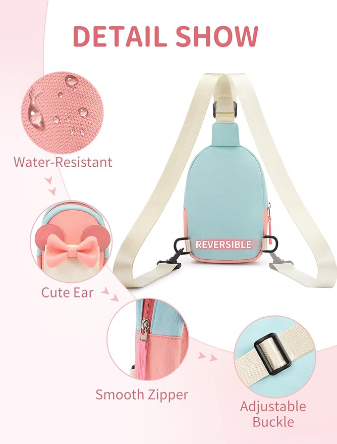 Birthday Back to School Gifts for Girls 3-8, Kids Fanny Pack Toddler Purse | Cute Fashion Sling Crossbody Bag for 3 4 5 6 7 8 Year Old Girls with Adjustable Strap. Perfect for Travel Holiday Essentials