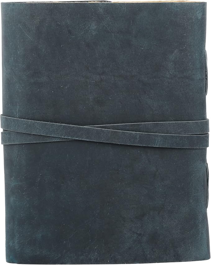 Leather Journal with Deckle Edge Paper 8x6 inch and Vintage Key | Handmade Writing Notebook Diary | Bound Daily Notepad for Men & Women Medium, Sketch/Writing pad for Artists