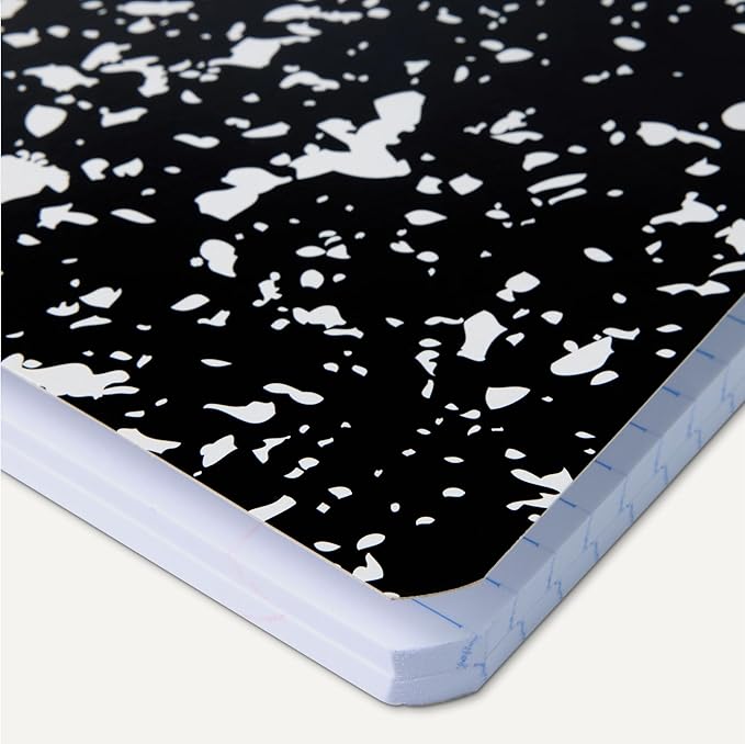 Amazon Basics Composition Notebook, College Ruled, 100 Sheets, 9.75" x 7.5", Marble Black, 12-Pack