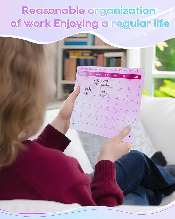 UCEC Pink Desk Calendar, 12"x10" Reusable Calendar to Do List with Stand and Pen Clip, Monthly Planning White Board for Desk, Pink Dry Erase Board for Home Office & School Organization