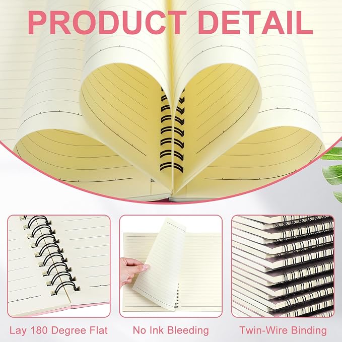 Yahenda 18 Pcs Spiral Notebooks, 1 Subject, Wide Ruled, Pink