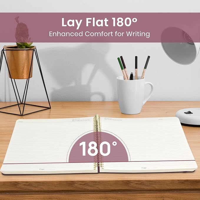 Taja Large Spiral Lined Journal for Women and Men, Notebook for Work