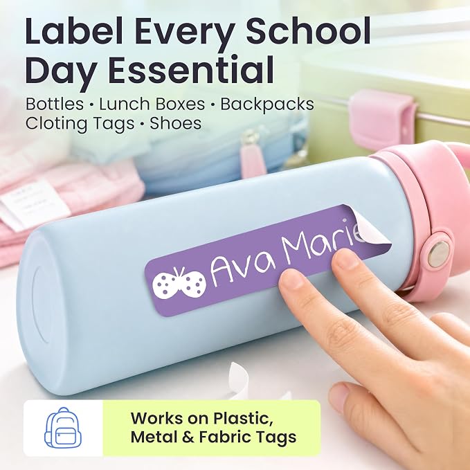 Label Daddy Personalized Name Labels for School, Butterfly Design | Waterproof Name Tags for Kids, Washable Custom Daycare Labels, Clothing, Lunchboxes, Water Bottles and More, 128 Ct & 256 Ct