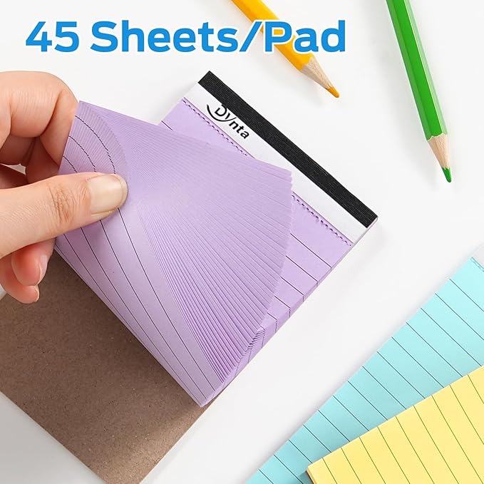 Dynta 36 Pcs 3x5 Note Pads, 45 Sheets Per College Ruled Mini Writing Pads, 80GSM Colored Paper 1620 Sheets, Multicolor Cute Notepads for Gift
