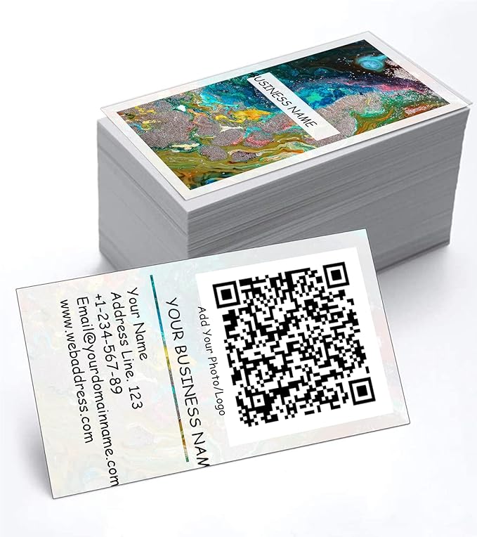 200/500Pcs Business Card Customization (Add Picture or Logo), Thick Coated Paper Business Card Double-sided Printing-2"x3.5" Inches (Color-H)