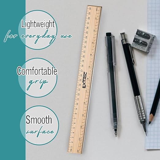 Rulers 12 Pack - Rulers 12 Inch, Wood Ruler with Metal Edge Great for School, Classroom, Home, and Office