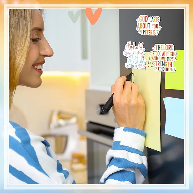 Sinmoe 24 Pieces Inspirational Fridge Magnets for Girls Bible Verse Locker Magnets for Girls Cute Motivational Quotes Refrigerator Decorations for School Classroom Whiteboard Office(Biblical Style)