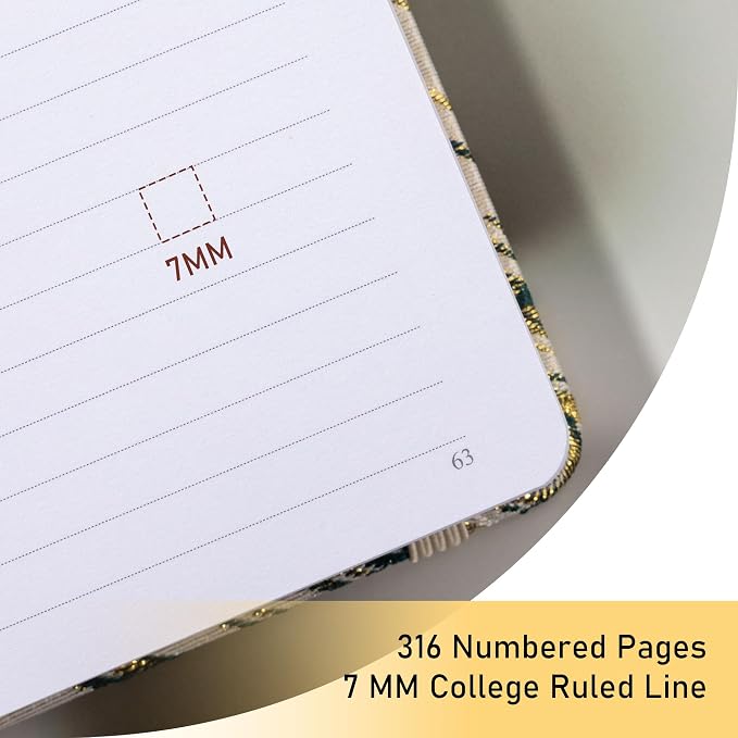 MGGAO Lined Journal Notebook, A5 Fabric Journal for Women Men