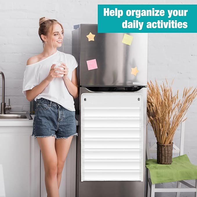Outus 4 Pcs Magnetic Pocket Chart Standard Classroom with 40 Pcs Dry Erase Cards for Daily Schedule Class Demonstrations Office Home Activities (White)