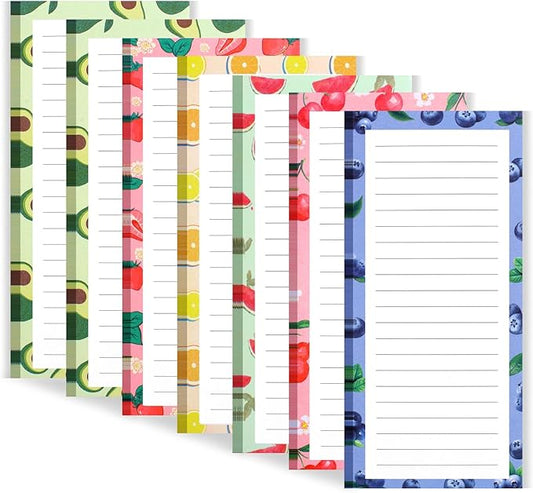 AZUREAL 7 Pack Magnetic Notepads for Refrigerator, Magnetic Notepads for Refrigerator, Fruit Design Grocery List Pad for Fridge, Full Magnet Back Shopping Lists, 30 Sheets Per Note Pads
