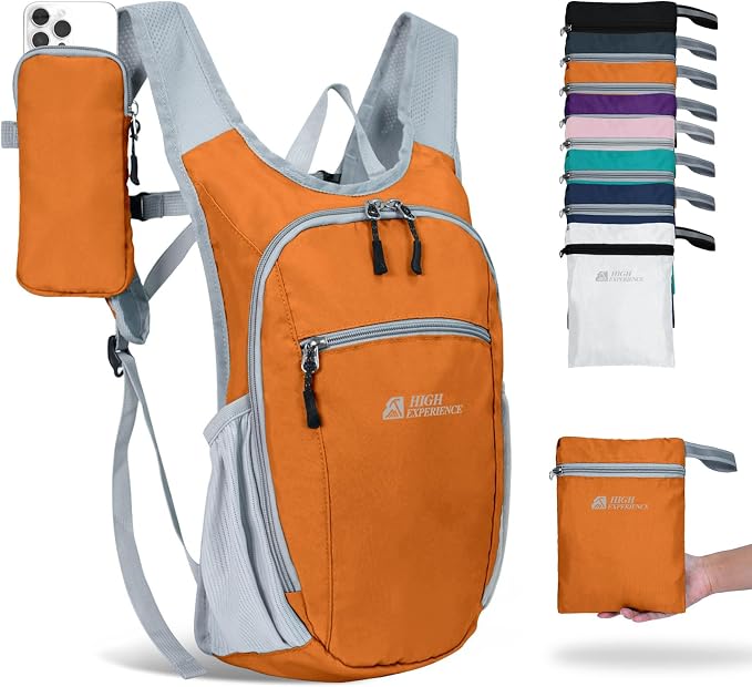 Small Hiking Backpack Packable Lightweight for Women Men | 10L/15L, Hiking Daypack, Foldable, Water Resistan, Ultralight, with Phone Pocket, Travel, Outdoor, Walking