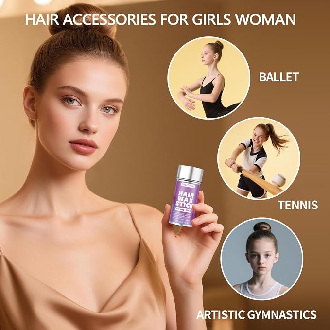 SWEET VIEW Hair Wax Stick & Slick Back Brush | Tames Flyaways, Frizz, Sleek Ponytails, Buns | Pomade/Balm/Gel Stick for Women, Styling Accessories for Girls
