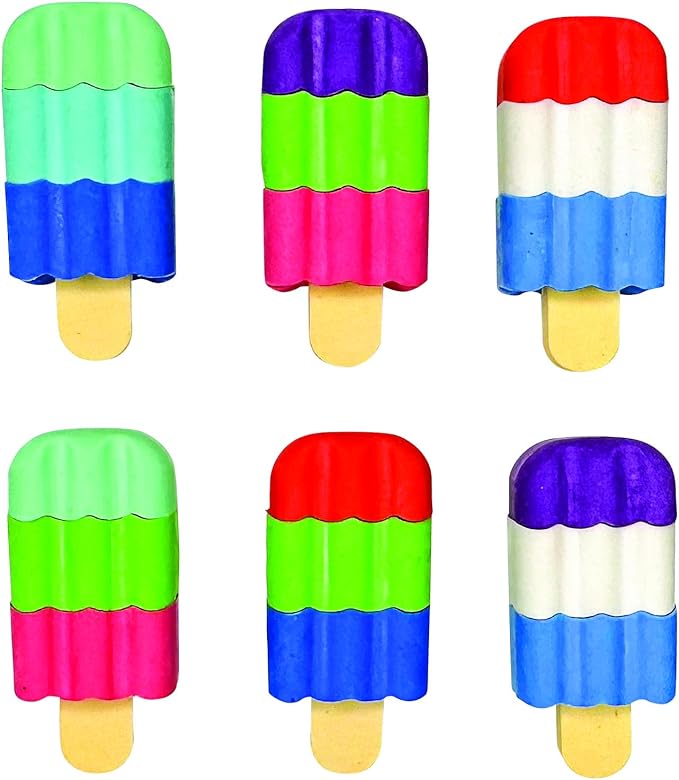 Raymond Geddes Scented 3D Ice Cream Bar Erasers (48 per Bag) - Mix and Match 3D Erasers for Kids - School Party Favors