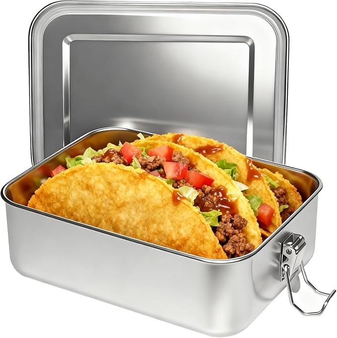 40oz/1200ml Meta Lunch Box, Stainless Steel Food Storage Sandwich Containers, Bento Box with Lids Leak Proof for Travel, Work, Picnic, Home,Meal Prep