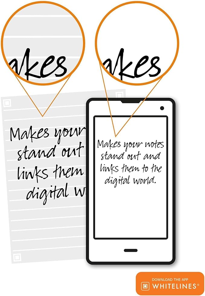 ROARING SPRING Whitelines Premium Line Ruled Spiral Notebook, Digitally Download Your Notes, FREE App, 11" x 8.5" 70 Sheets