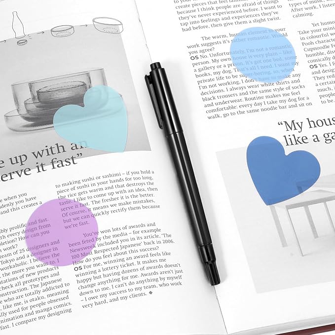 Transparent Sticky Notes Heart & Round Translucent Sticky Notes Colorful Page Flags Stickers Waterproof Index Sticker Self-Stick Book Tabs Clear Book Markers 320 Sheets