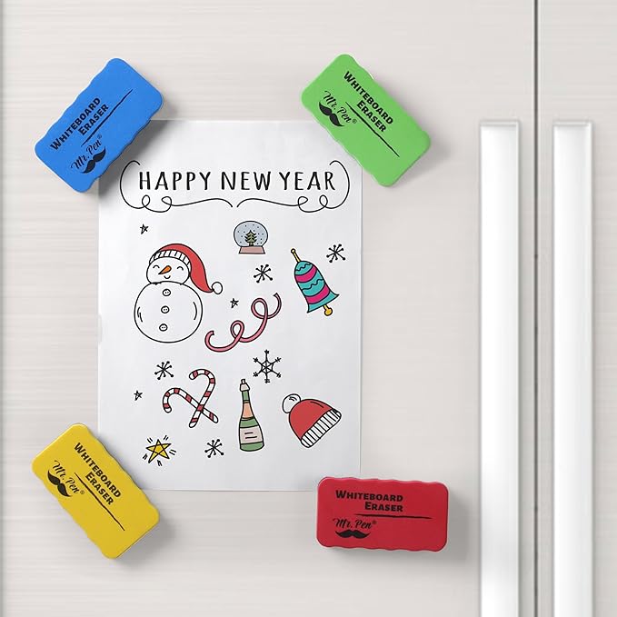 Mr. Pen- Magnetic Dry Erase Erasers, 4"x2.25", 8 Pack, Colorful Magnetic Whiteboard Erasers for White Board, Classroom, Home, Office, Back to School Supplies