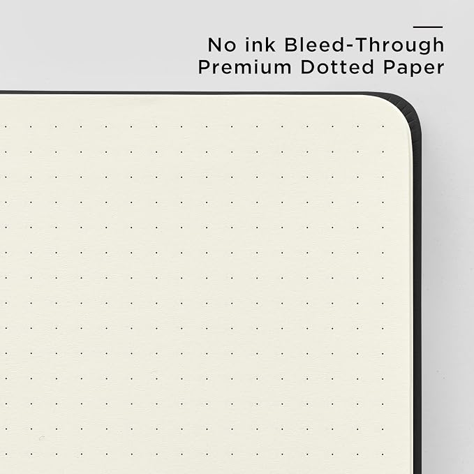&And Per Se Dotted Journal Notebook, A5 Hardcover Dotted Notebook, 160 Pages 100GSM Thick Paper Dot Grid Journal with Fineliner Pen (Black)