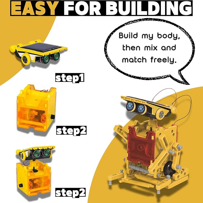 12-in-1 STEM Solar Robot Kit, Solar Powered Science Building Toys for Boys Age 8-12, Educational Robotics Learning Experiment Set for Kids