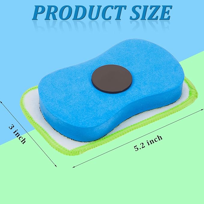 Zonon 2 Pieces Microfiber Dustless Chalk Eraser Magnetic Chalkboard Cleaner Multipurpose Cleaning Duster Washable Reusable Eraser for Markers, Chalk, Home, Classroom and Office (Blue)