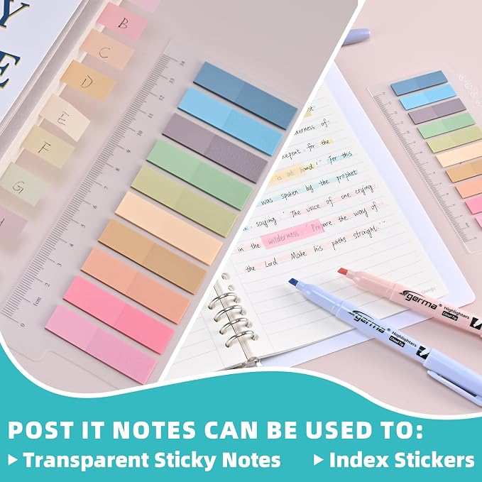 Cgerma Pastel Highlighters Assorted Colors 16 Pack, 200 transparent sticky tabs, Chisel Tip Cute Aesthetic Highlighters Quick-Drying for Journaling, School Office Supplies