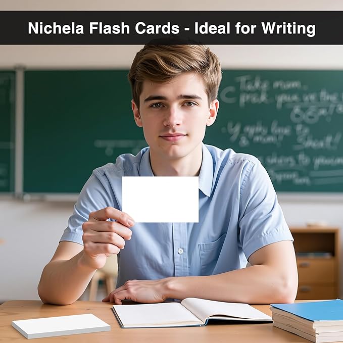 300 Count Blank Index Cards 3x5 Inch White Flash Cards Colored Cardstock, Unruled Note Cards Study Card Portable Learning Flashcards Ideal for Note Taking, Art Sketching, Office & School Supplies