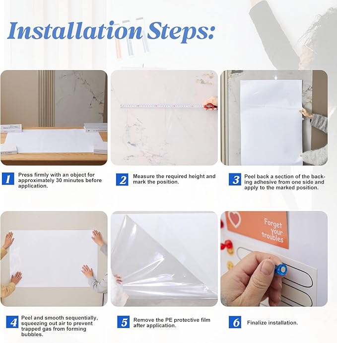 Magnetic Whiteboard Contact Paper Adhesive 15.75" x 23.62", Dry Erase White Board for Wall, White Board Sticker Easy to Write and Clean Magnet Board for Classroom Office Home