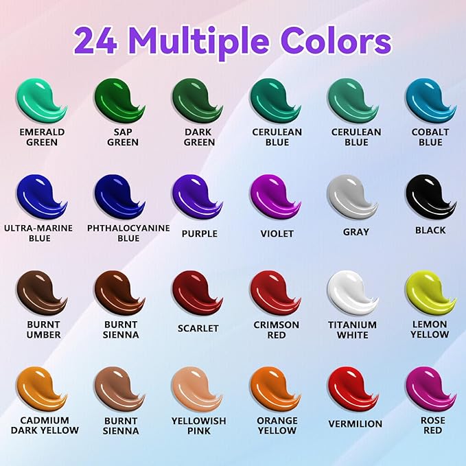 39 PCS Paint Set, Painting Kit with 24 Acrylic Paints, 8 Brushes, Art Supplies Set for Kids Adults